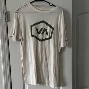 RVCA White T-Shirt with Green Logo